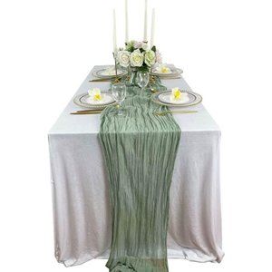 Wedding Dining Tablecloth Cheesecloth Table Runner 25" x 16ft - Sage Green ~ New